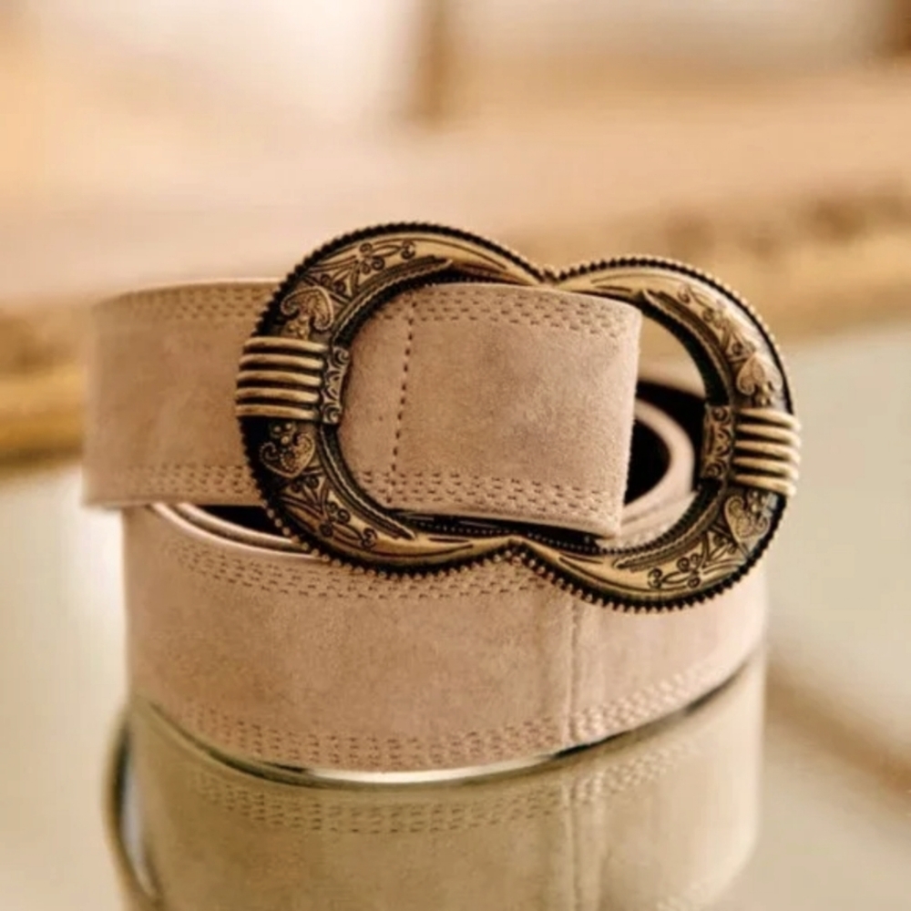 NWT Sezane Gaia Belt 80 Sandstone/Mastic